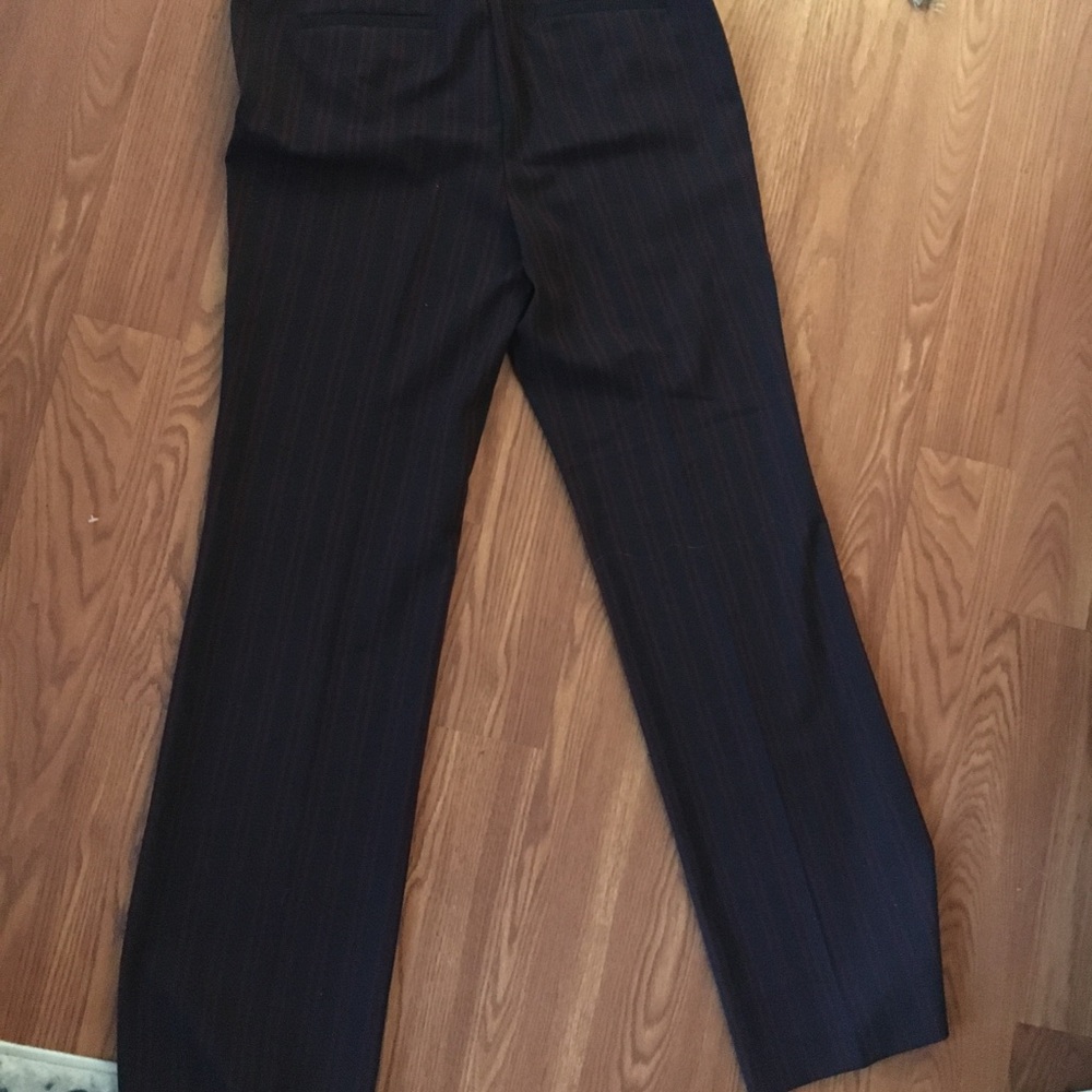 High waisted red and black striped dress slacks